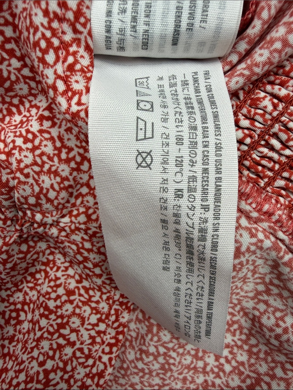 Abercrombie & Fitch Rust Floral Ruched V-Neck Top w/ balloon sleeves - Picture 14 of 14